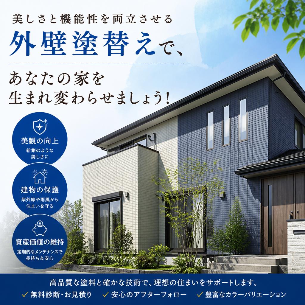 美しさと機能性を両立させる外壁塗替えで、あなたの家を生まれ変わらせましょう！