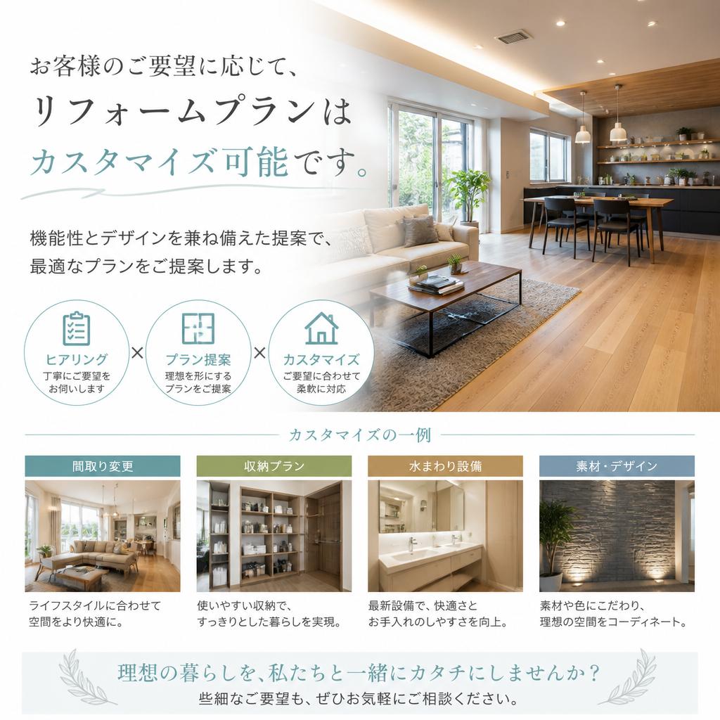 カスタマイズ可能なリフォームプラン