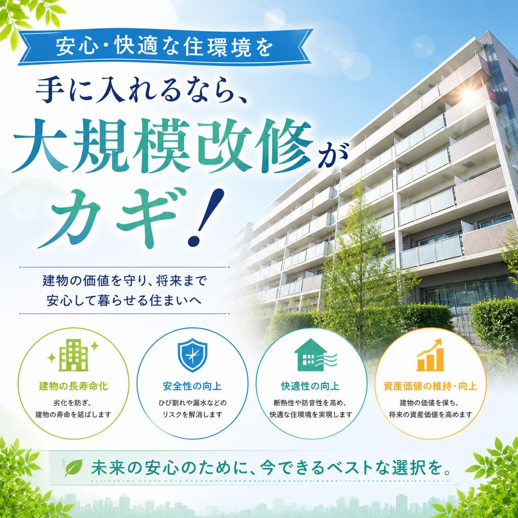 安心・快適な住環境を手に入れるなら、大規模改修がカギ！