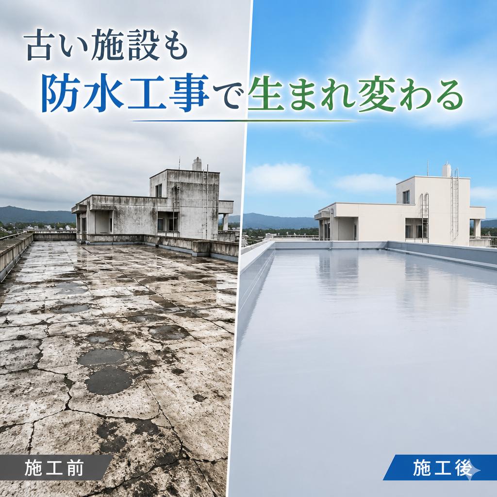 古い施設も防水工事で生まれ変わる