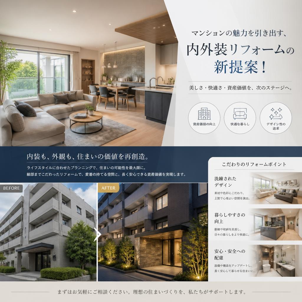 マンションの魅力を引き出す、内外装リフォームの新提案！