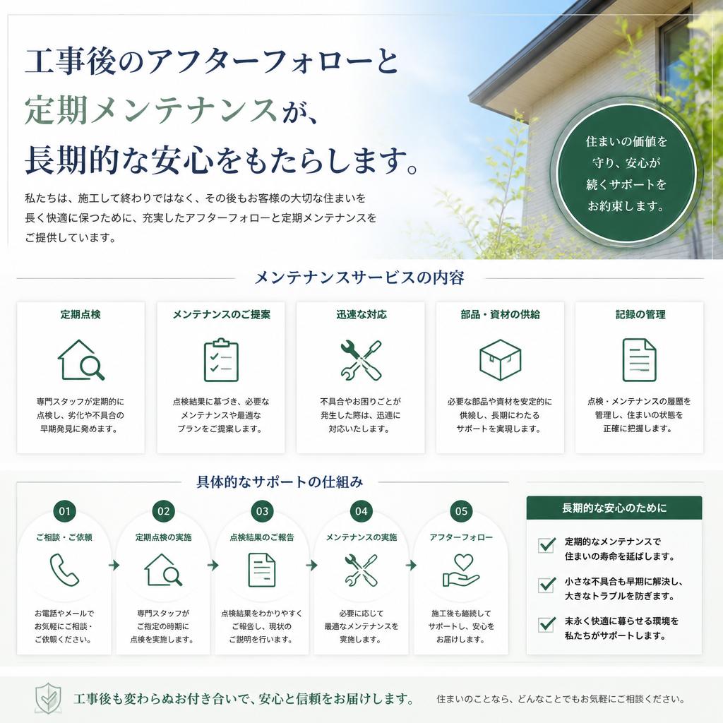 アフターフォローとメンテナンスサービス