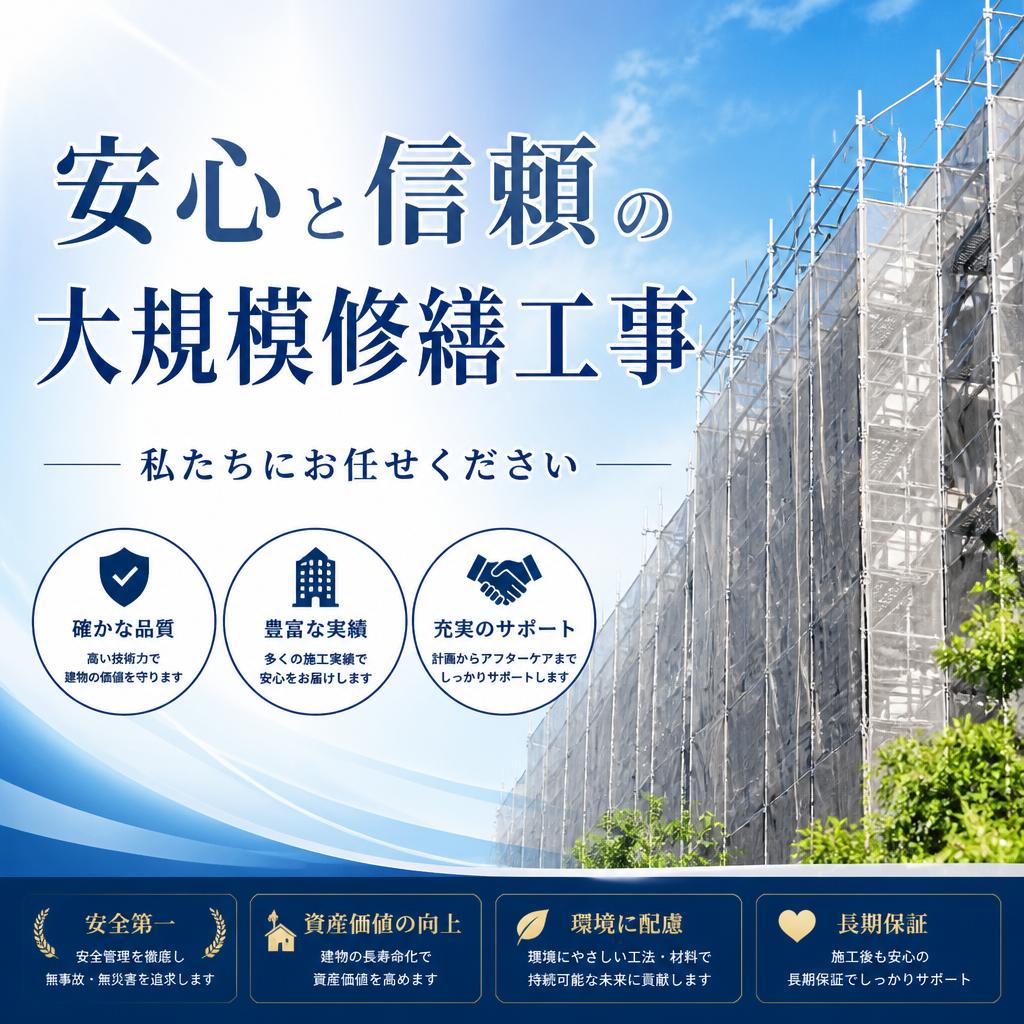 安心と信頼の大規模修繕工事、私たちにお任せください