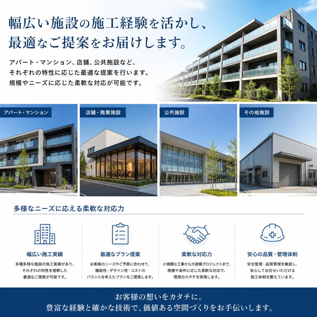 多様な施設に対応した修繕サービス
