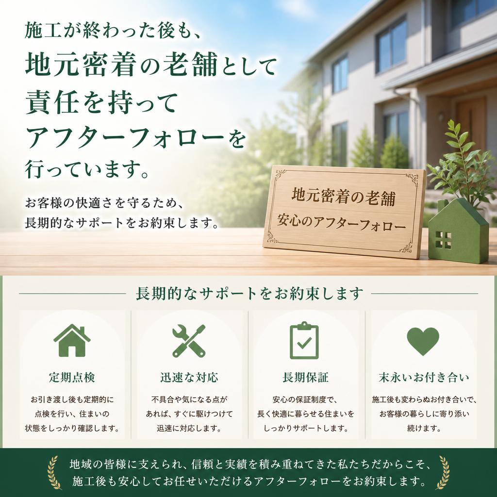 施工後も安心のアフターフォロー