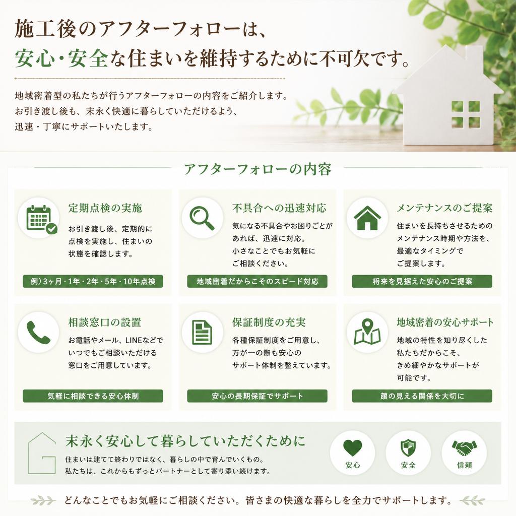 アフターフォローで長期的な安全を支える