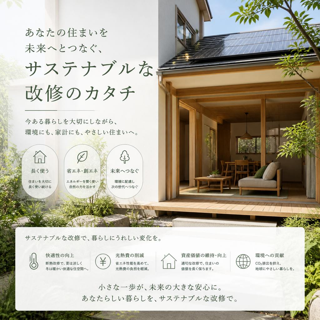 あなたの住まいを未来へとつなぐ、サステナブルな改修のカタチ
